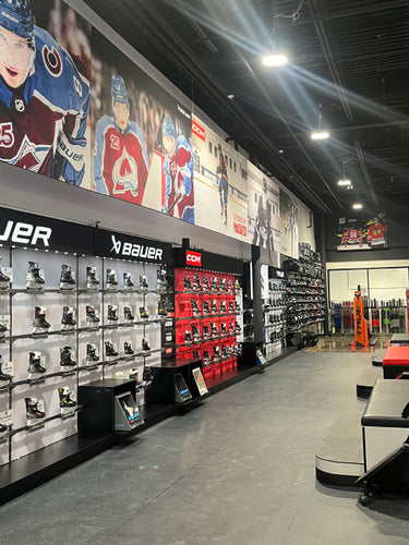 Flexline hockey skate display at Professional Skate Service Sports Excellence